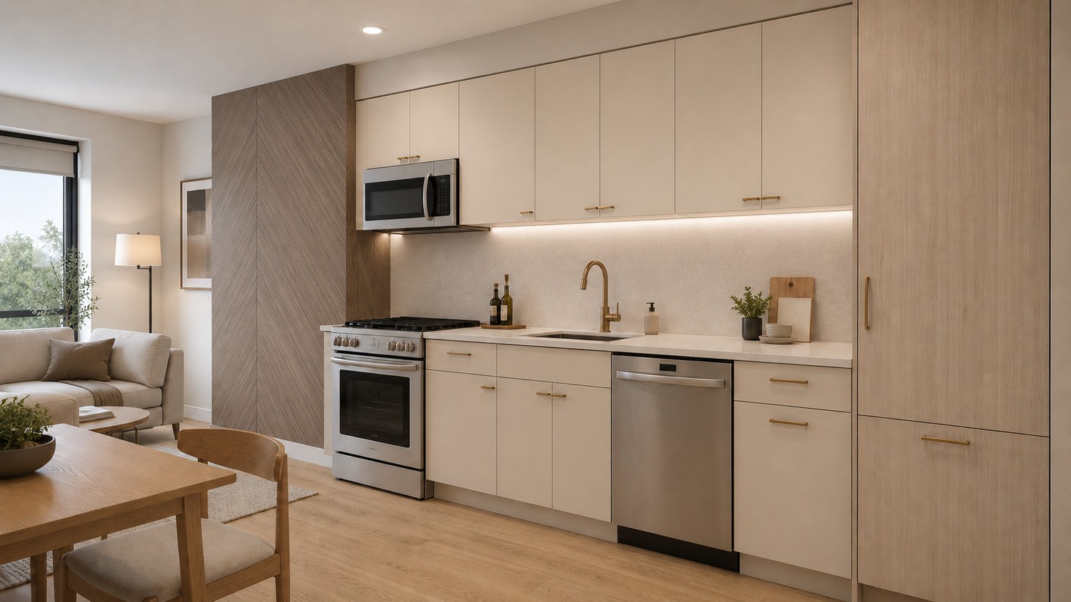 Kitchen + storage - Panel finish coordinated with millwork